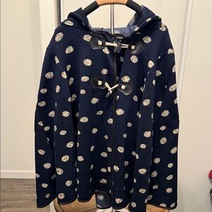 Do Everything in Love Blue/White Polka Dot Poncho Coat One Size Fits All Preppy‎